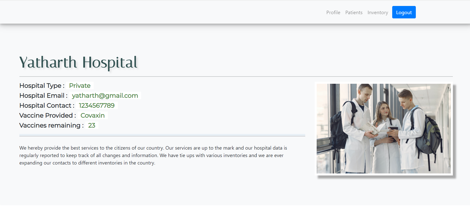 Co-Vac vaccine orders dashboard